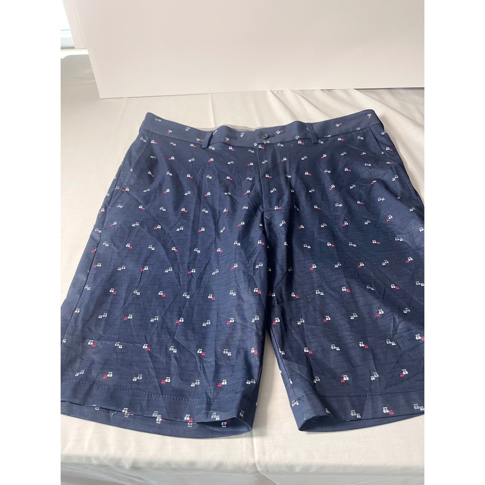 Walter Hagen Men's Golf Shorts 36 Navy Golf Cart Print 10" Inseam Stretch - Picture 2 of 3
